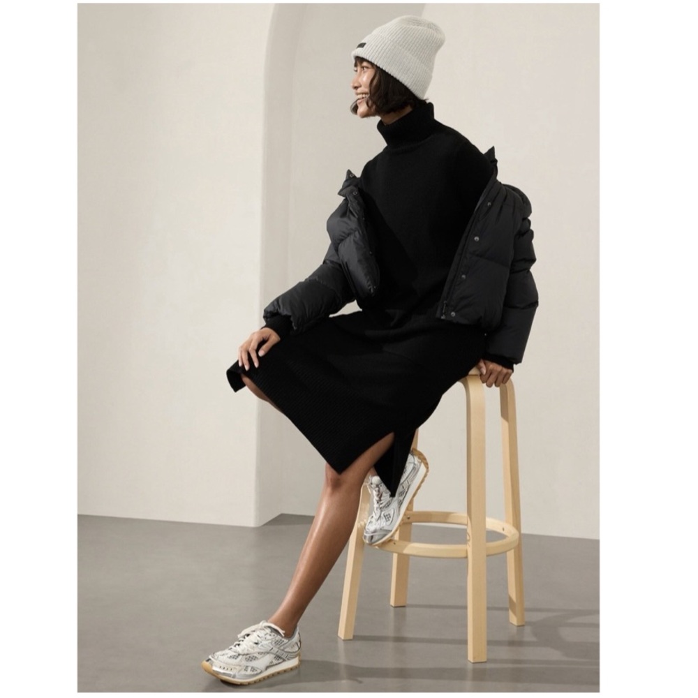 Athleta 2023 Alpine Size XS Turtleneck Long Sleeve Knit Sweater Dress in Black - Picture 9 of 16